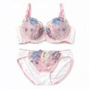 【女装サイズ】 カラーフラワー刺繍ブラショーツセット ピンク