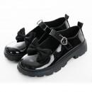 【即納】 地雷系!! エナメルリボンローファー 厚底 ブラック