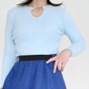 【ハイライン】 超伸縮!! デコルテアクセ スプリングニット 長袖 ブルー