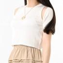 超伸縮!  ショート丈サマーニット ホワイト 半袖