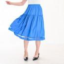 【ハイライン】 超伸縮!! 切替デザイン サマーカラースカート　ロング丈　ブルー