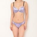 【女装サイズ】 セクシーサテン調 切替ブラショーツセット パープル