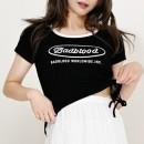 超伸縮! ショート丈 ギャル系サマートップス ブラック 半袖