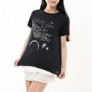 【ハイライン】 ティーン系 キラキラビジュー伸縮トップス 半袖 ブラック