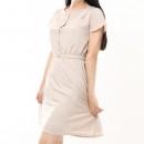 サテン調 さらさら清楚系ワンピース　アイボリー 半袖