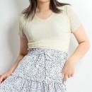 超伸縮 お姉さん系サマーニット アイボリー 半袖