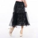 【ハイライン】 キャバ嬢系 チュールレイヤード ミドル丈スカート ブラック系
