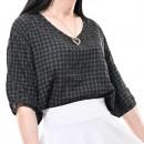 超ゆったり♪ さらさら爽やかコットン生地のドットブラウス 五分袖