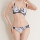 【女装サイズ】 プリンセス系 バタフライ柄のブラショーツセット ダークパープル
