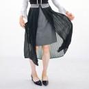 【ハイライン】 オシャレ系!! スリットレイヤードスカート　グレー