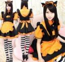 パンプキン　猫耳カチューシャメイド服セット