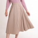 【ハイライン】 清楚系 プリーツフェイクレザースカート　アイボリー
