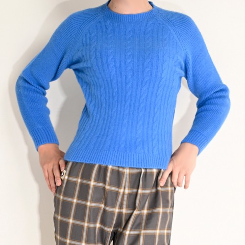 【ハイライン】 超伸縮120cm!! 大人可愛いゆったりニット ブルー 長袖