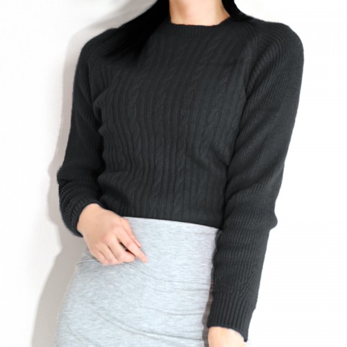 【ハイライン】 超伸縮120cm!! 大人可愛いゆったりニット ブラック 長袖