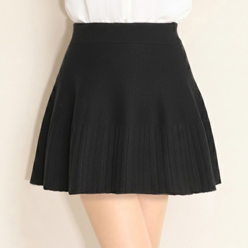 【ハイライン】 希少! 伸縮 清楚ミニ丈 ハイウエストスカート ブラック