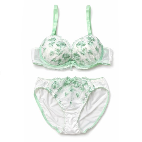 【女装サイズ】 ガーリー系　ホワイトリボンブラショーツセット