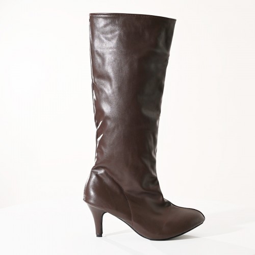 【予約受付】 ワイド美脚シルエット ロングブーツ ブラウン