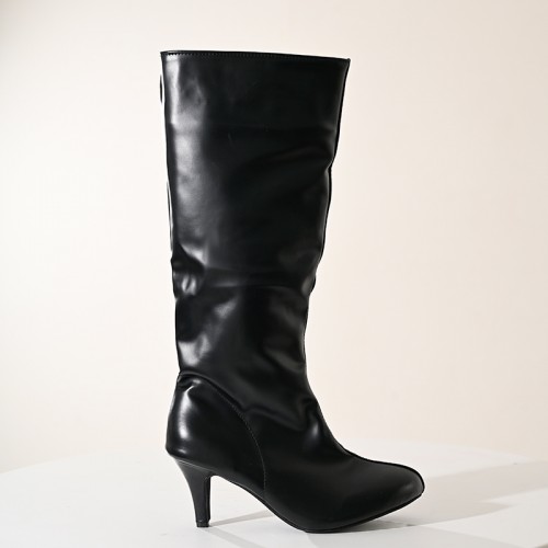 【予約受付】 ワイド美脚シルエット ロングブーツ ブラック