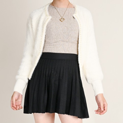 【ハイライン】 お呼ばれ系もこもこコート 長袖 アイボリー