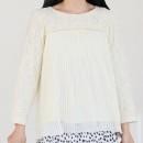 伸縮ばつぐん 清楚系のドレープトップス アイボリー 長袖