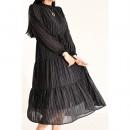 【ハイライン】 大人可愛い♪ シフォン春のワンピース 長袖 ブラック