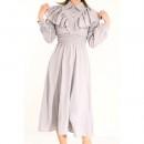 【ハイライン】 お嬢様系 フレアスリーブワンピース　長袖 アイボリー