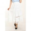 【ハイライン】 大人可愛い系 レーストリムティアードスカート　オフホワイト
