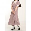 【ハイライン】 レースリボンネック 初夏の清楚系ワンピース　半袖 ピンク