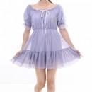 【ハイライン】 ギリギリ系 お嬢様シフォンミニワンピース 中間服(長めの半袖) ブルー