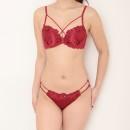 【女装サイズ】 光沢セクシー系 レッドブラショーツセット