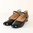 【即納】  ローヒールストラップエナメルパンプス　ブラック