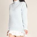 【ハイライン】 バスト最大120cm!! スーパーワイドニット 長袖 ブルー
