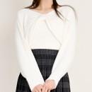 【ハイライン】 超伸縮　冬のガーリーリボンボレロニット  長袖