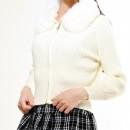 【ハイライン】 ガーリー系　超伸縮ファージッパーカーディガン 長袖 ホワイト