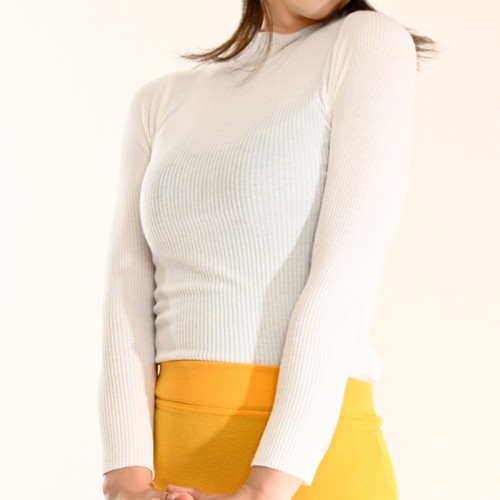 【ハイライン】 超伸縮スプリングニット ホワイト  長袖