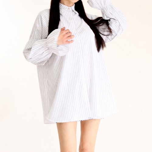 【ハイライン】 バルーンスリーブ　春のガーリーブラウス 長袖　ホワイト