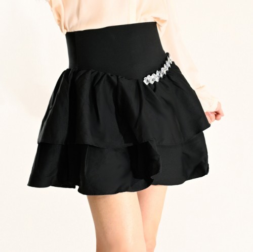 【ハイライン】 キラキラビジュー☆ スプリングフレアキュロット ブラック