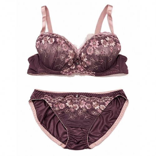 【女装サイズ】 シック花柄ブラショーツセット ブラウン