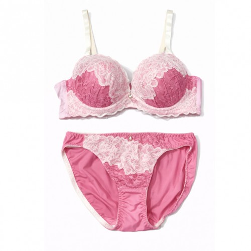 【女装サイズ】 大人可愛い 切り替えレースブラショーツセット♪