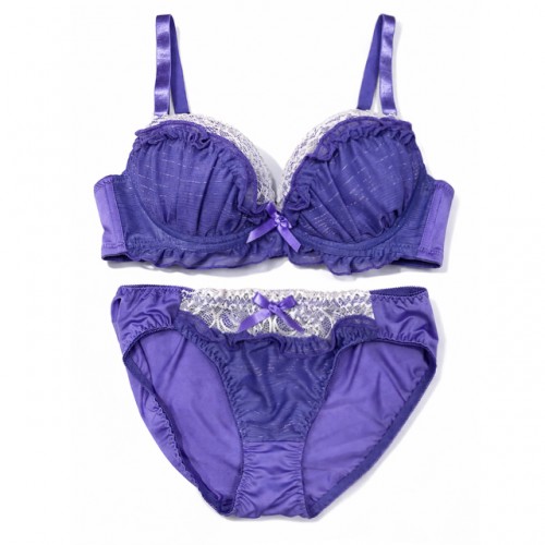 【女装サイズ】 お嬢様系 光沢切り替えブラショーツセット☆