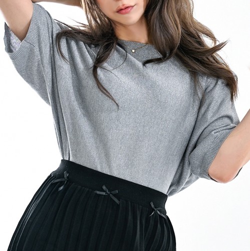 【ハイライン】 超ゆったり♪ 大人可愛い サマードルマンスリーブ  グレー