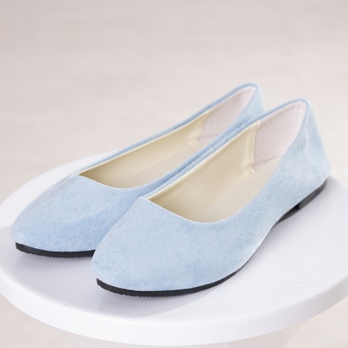 【即納】 履きやすい♪ シンプル スエードパンプス　ブルー