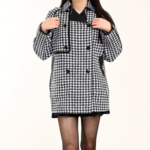 【ハイライン】 Aライン モード系トレンチコート 長袖 ブラック