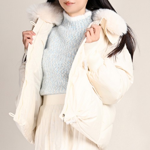 【ハイライン】 プレミアム ガーリーダウンコート ホワイト 長袖