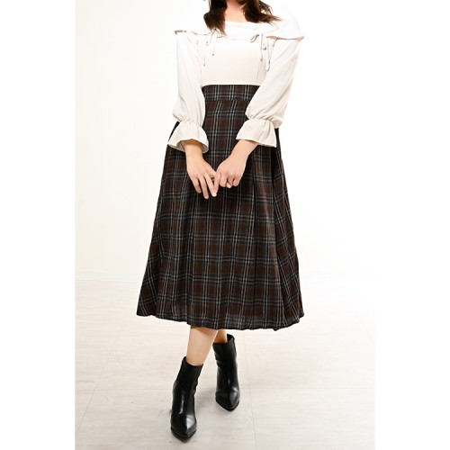 【ハイライン】 ラウンジガール系 冬の上質ドッキングワンピース 長袖　ホワイト系