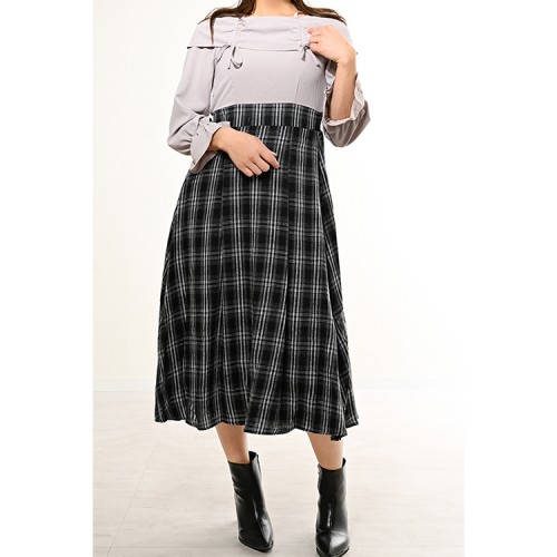 【ハイライン】 ラウンジガール系 冬の上質ドッキングワンピース 長袖　パープル系